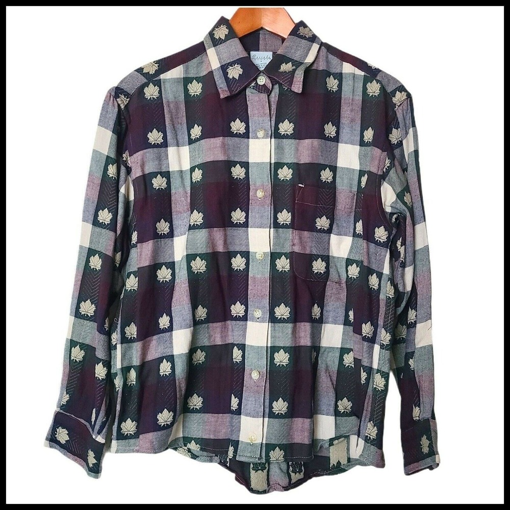 Vintage Cascade Blues 100% Cotton Multi-Colored Plaid Button Down Shirt S Maple